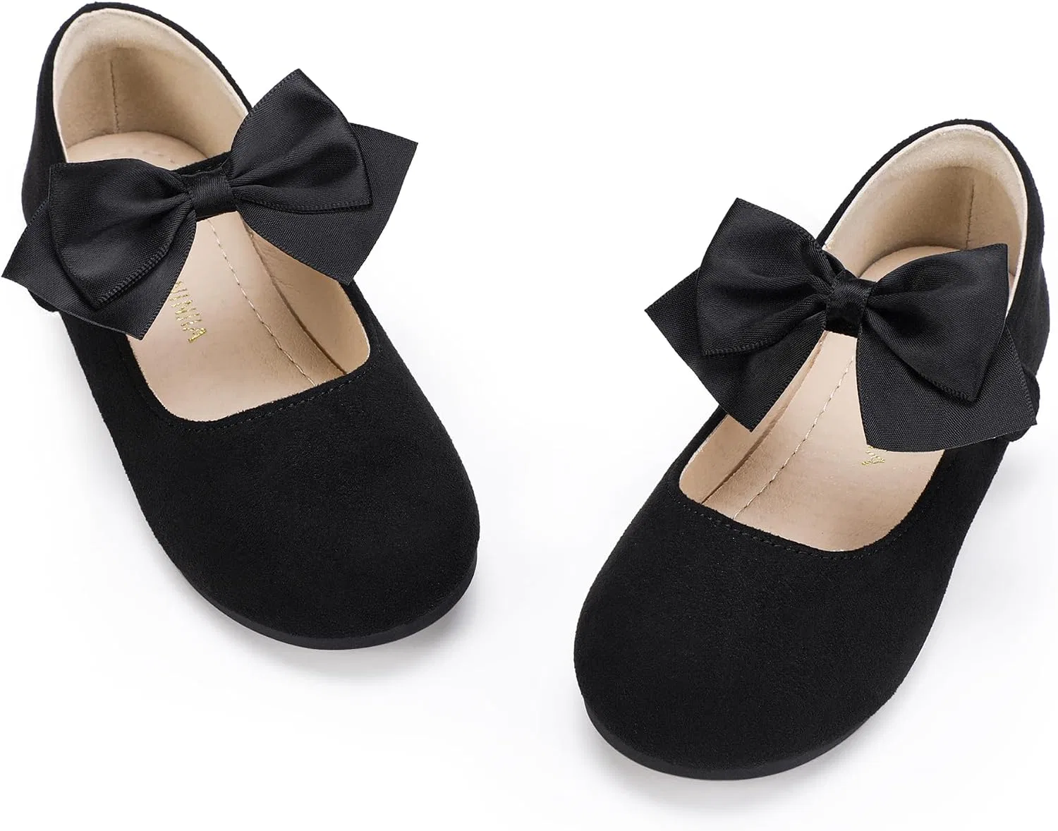 Детские балетки для девочек с бантом Mary Jane PANDANINJIA, Black Suede