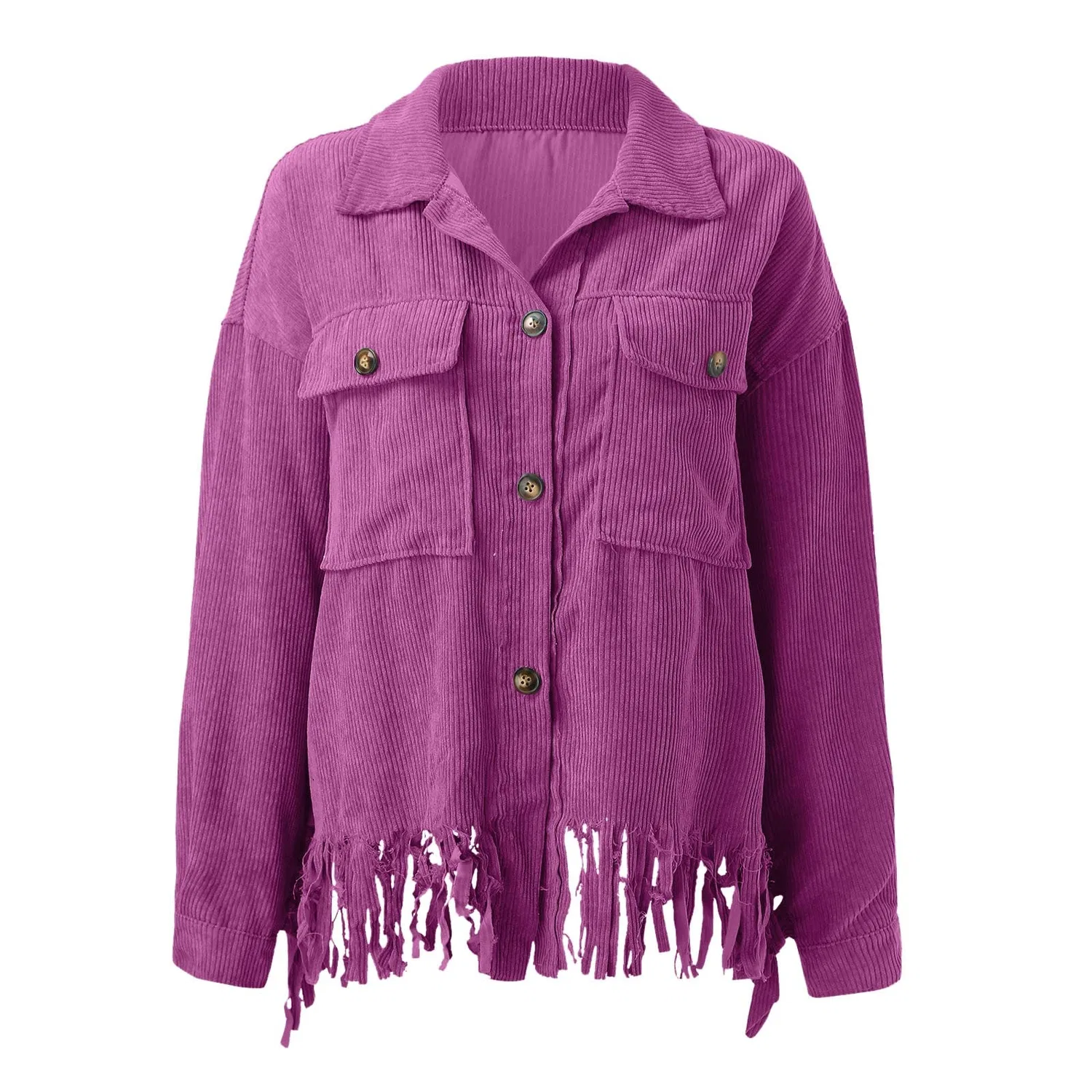 Женское пальто с отложным воротником и кисточками Trachten Coat, rosa intenso — фото 4