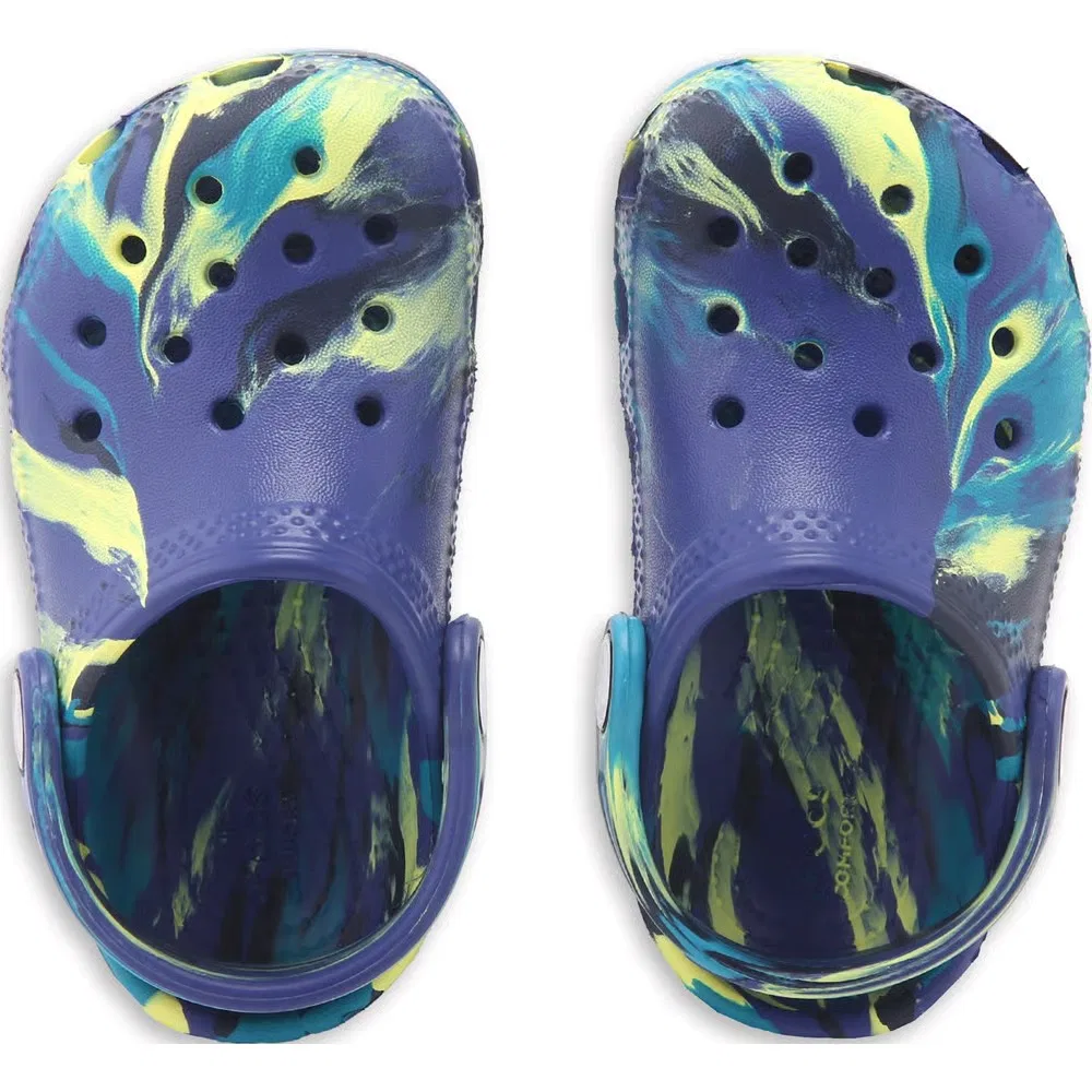 Детские классические сабо с мраморным рисунком для малышей Crocs, Navy Marble — фото 4