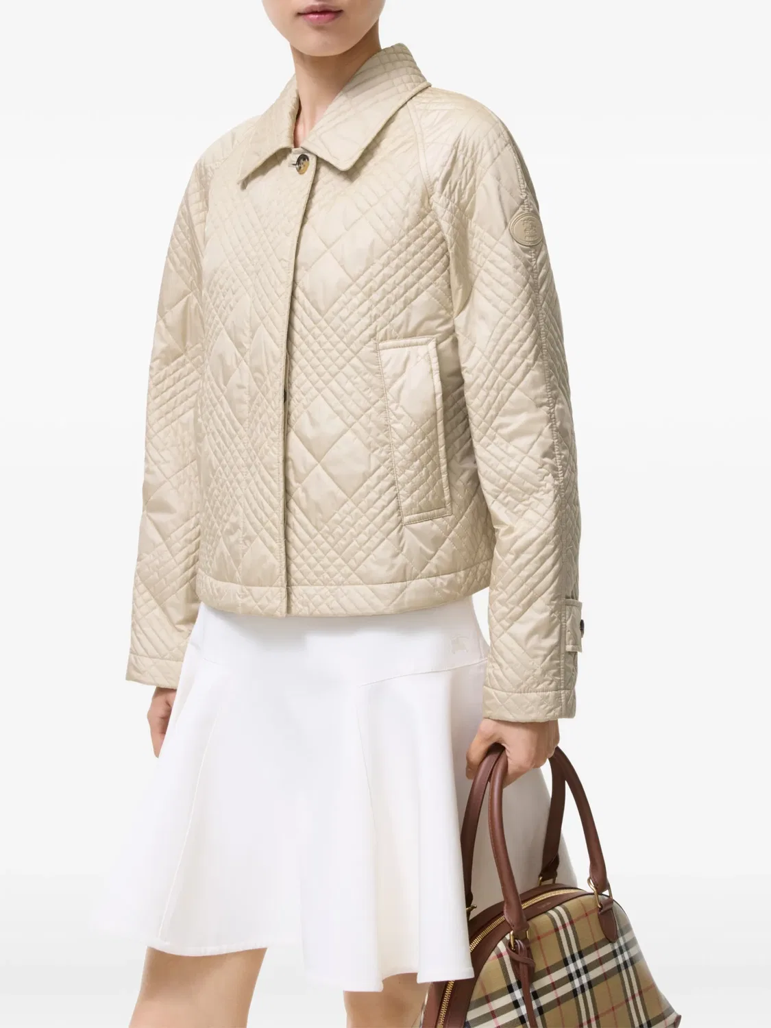 Стеганая куртка Tiffield Burberry, нейтральные цвета — фото 2