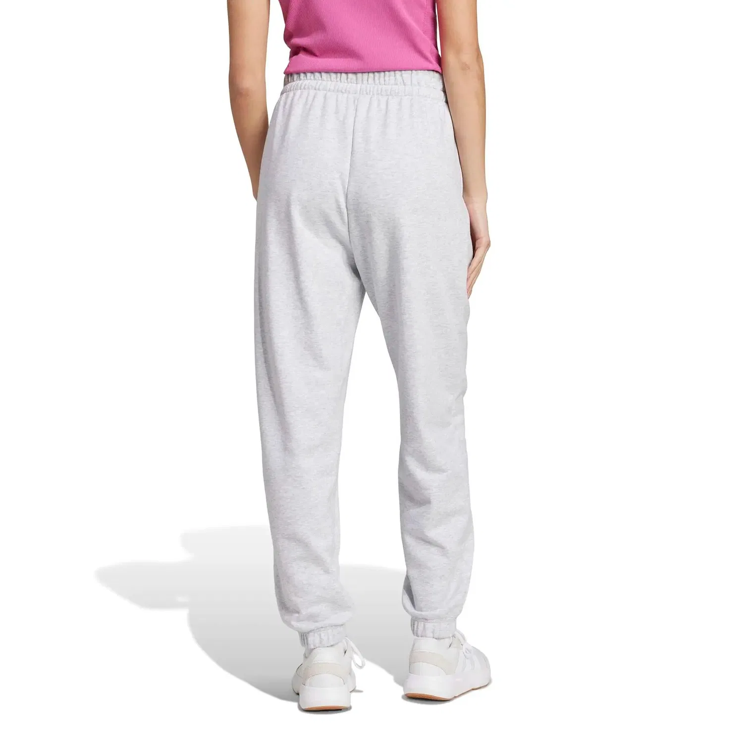 Женские спортивные штаны с высокой посадкой Adidas Essentials Linear French Terry, Серый Белый — фото 4