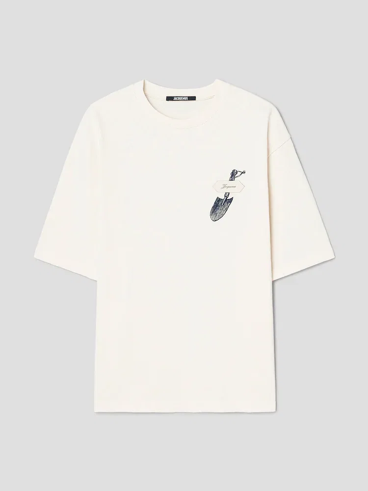 Футболка с вышивкой Le Tshirt Pelle JACQUEMUS, Ivory