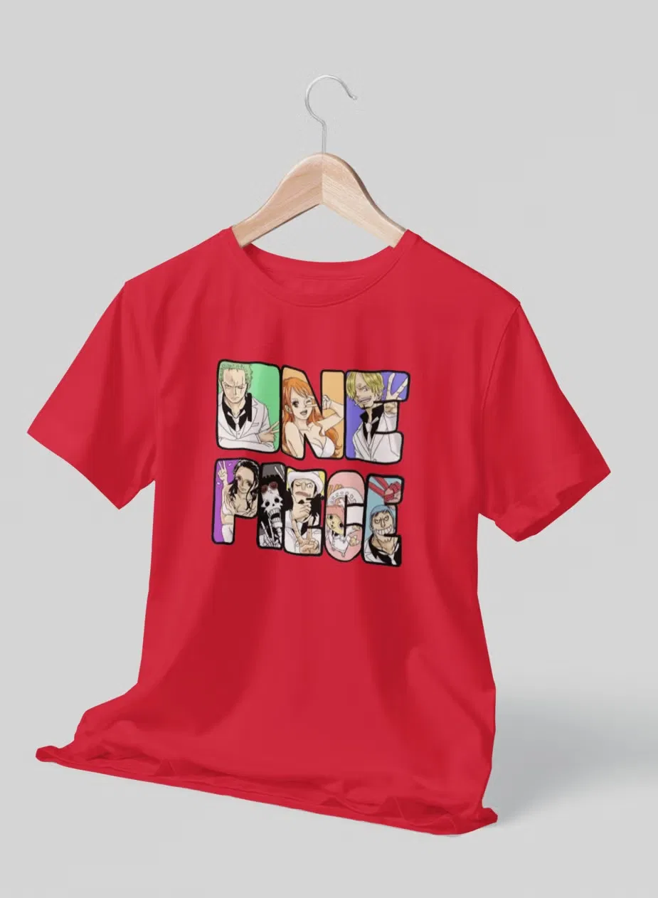 Футболка с принтом Luffy One Piece, Zoom, красный