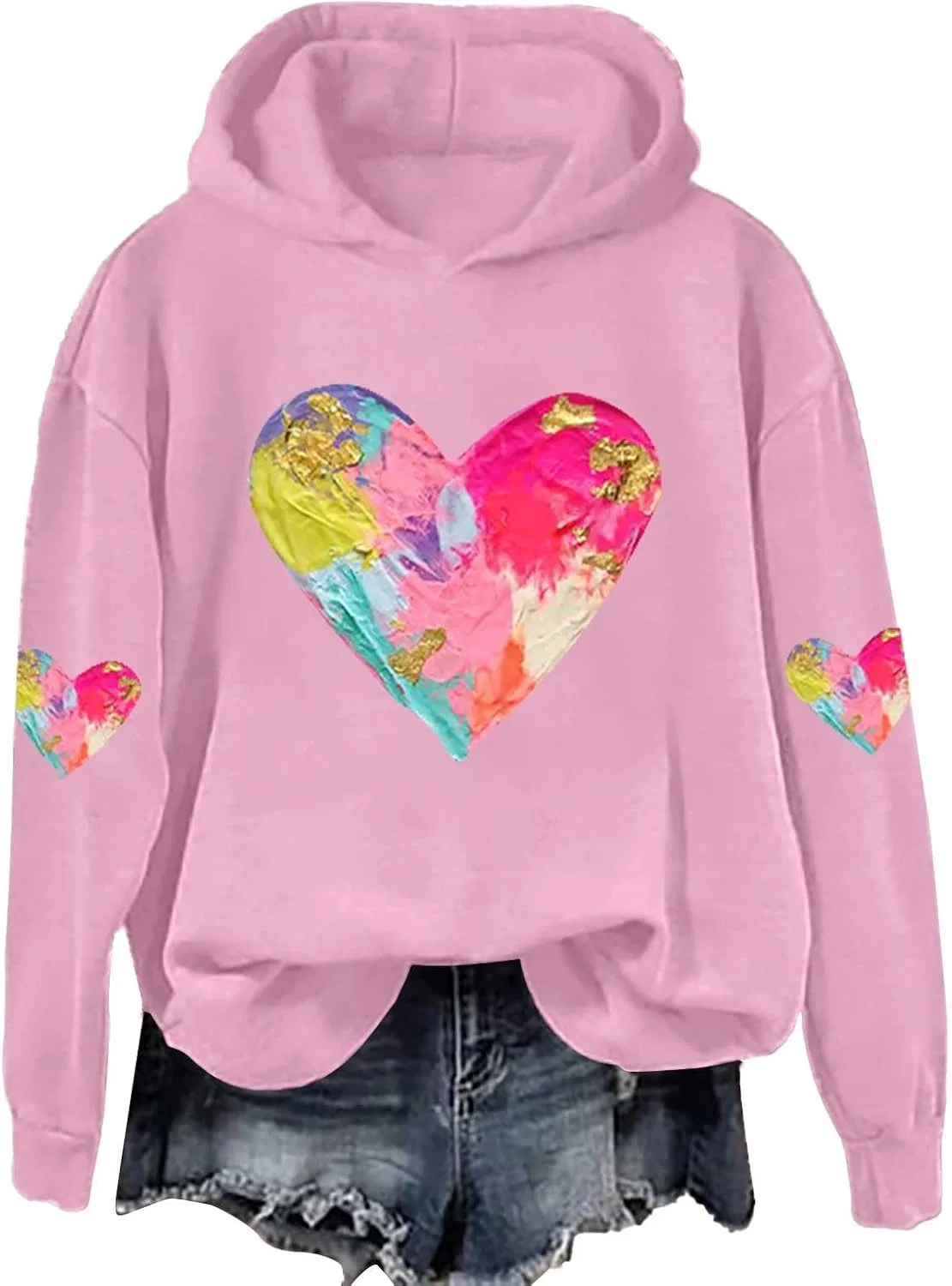 Женское худи с принтом Heart Tie Dye, розовый