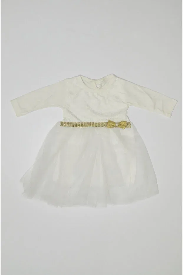 Детское платье для девочек с длинным рукавом Baby Slon Kids Clup, White Gold