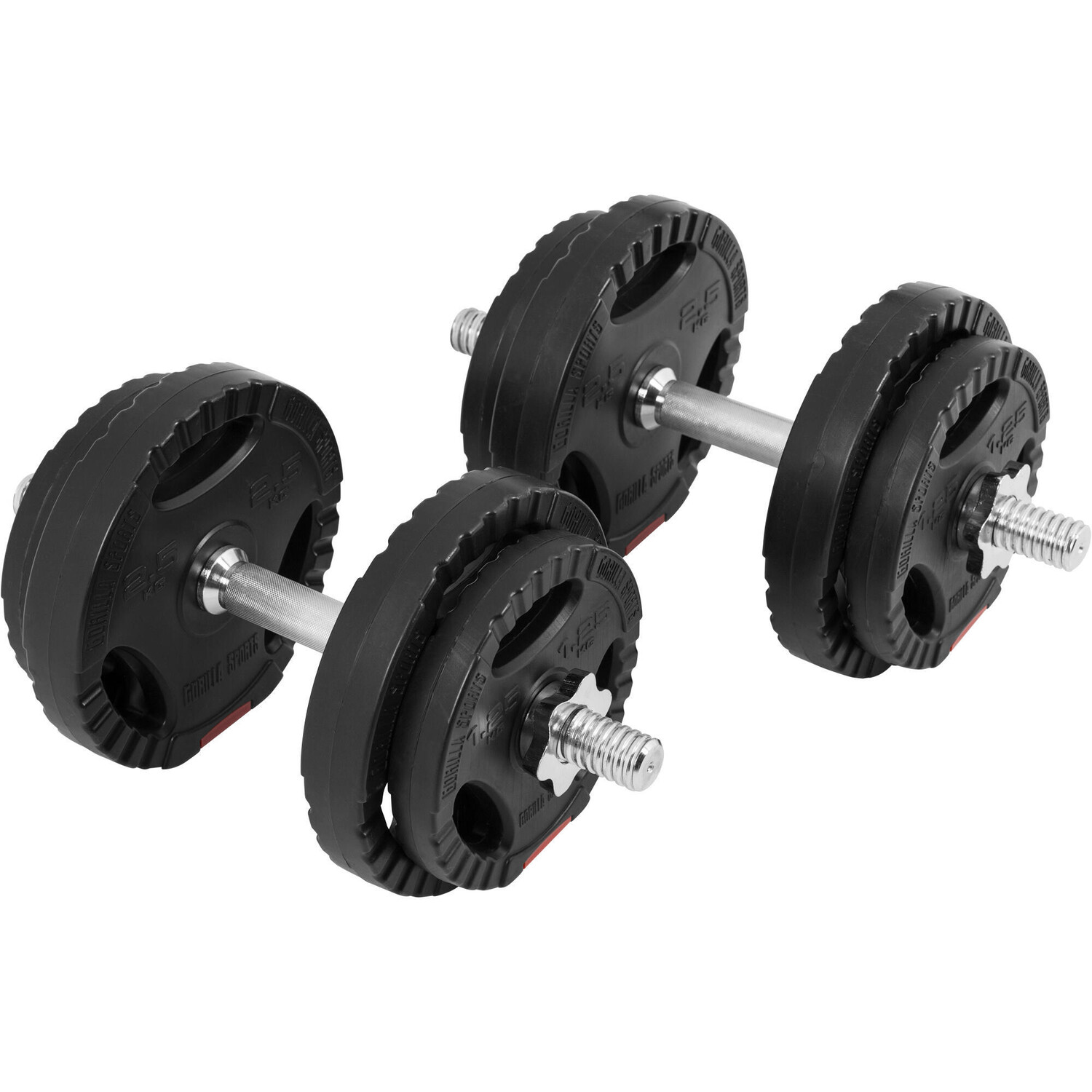 

Набор гантелей пластиковый захват 20 кг GORILLA SPORTS, черный Красный