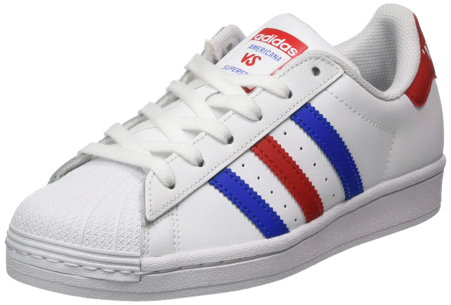 Детские кроссовки для мальчиков с контрастной подошвой Superstar J Adidas, White Blue Team Colleg Red