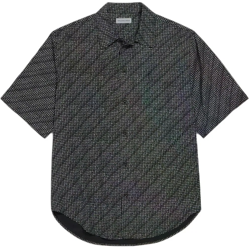 Мужская рубашка с отложным воротником Balenciaga, Black/Gray — фото 3