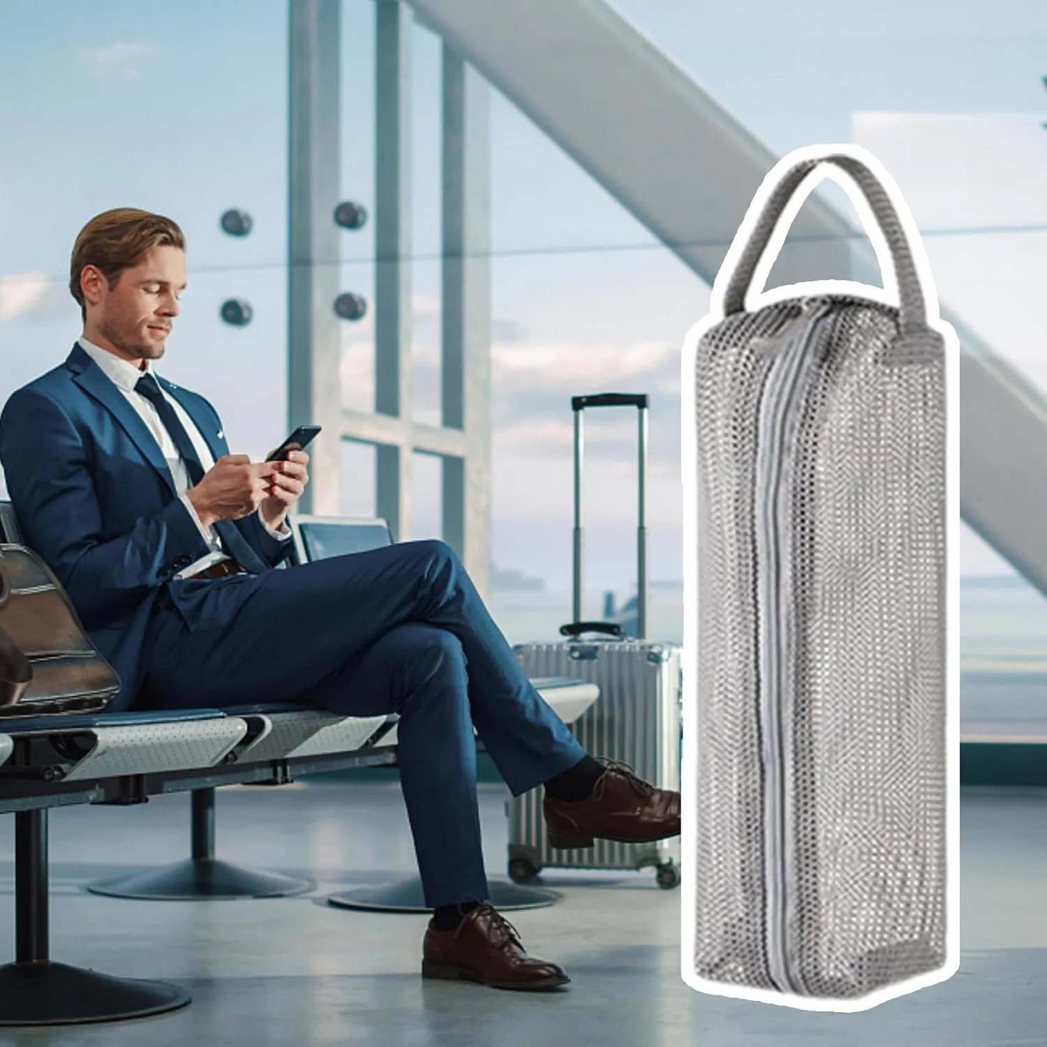 Косметичка дорожная, Mesh Travel Organiser, Generisch, 23x6.5x5.5 см, Gray — фото 4