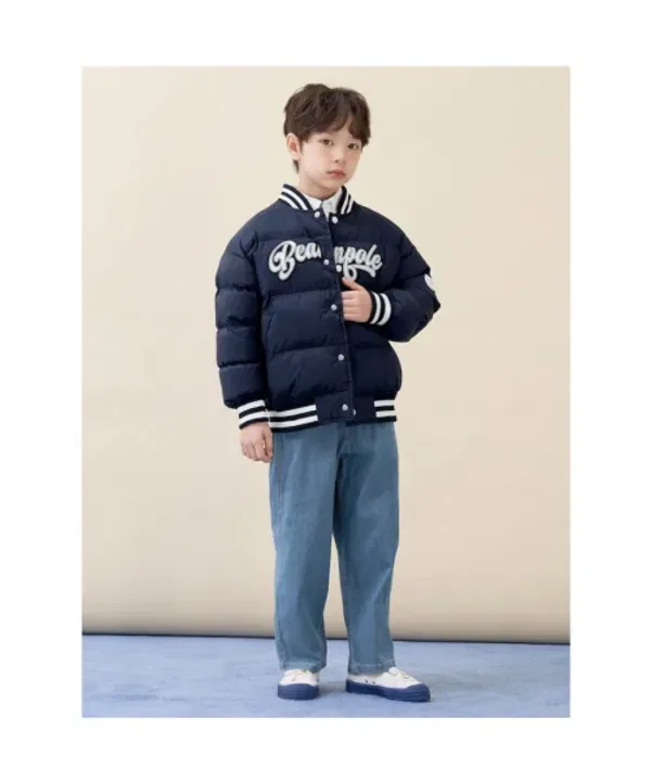 Пуховик болоньевый ватный детский Beanpole Kids, темно-синий — фото 4