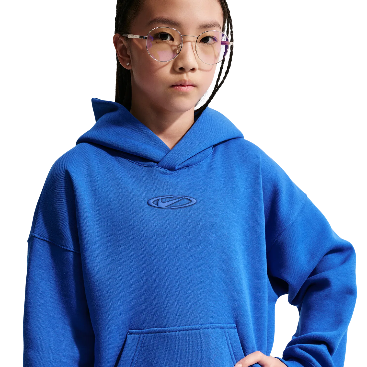 Детское худи с капюшоном оверсайз с принтом Nike NSW Club Fleece OS Hoodie Nike, Game Royal Game Royal Midnight Navy — фото 4