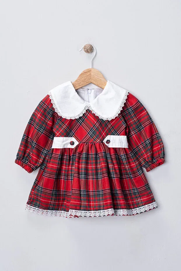 Детское платье для девочек с длинным рукавом Plaid dress Bebedexs Plus, Red