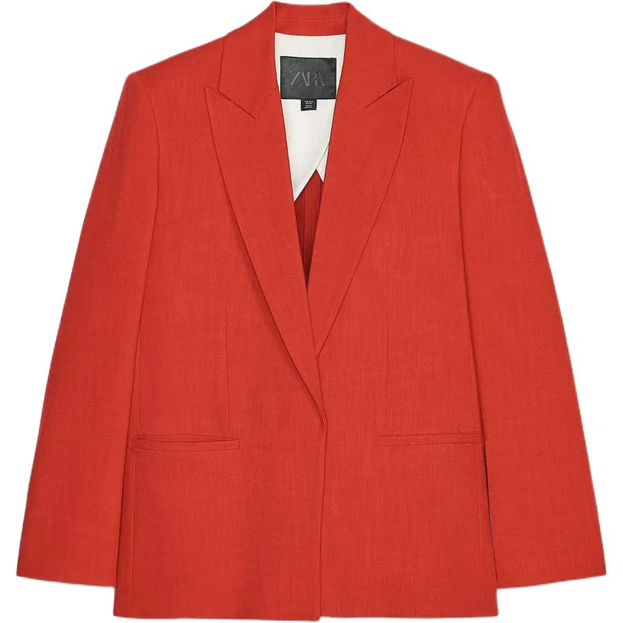 Женский деловой костюм с пиджаком и брюками ZARA, Тыквенный