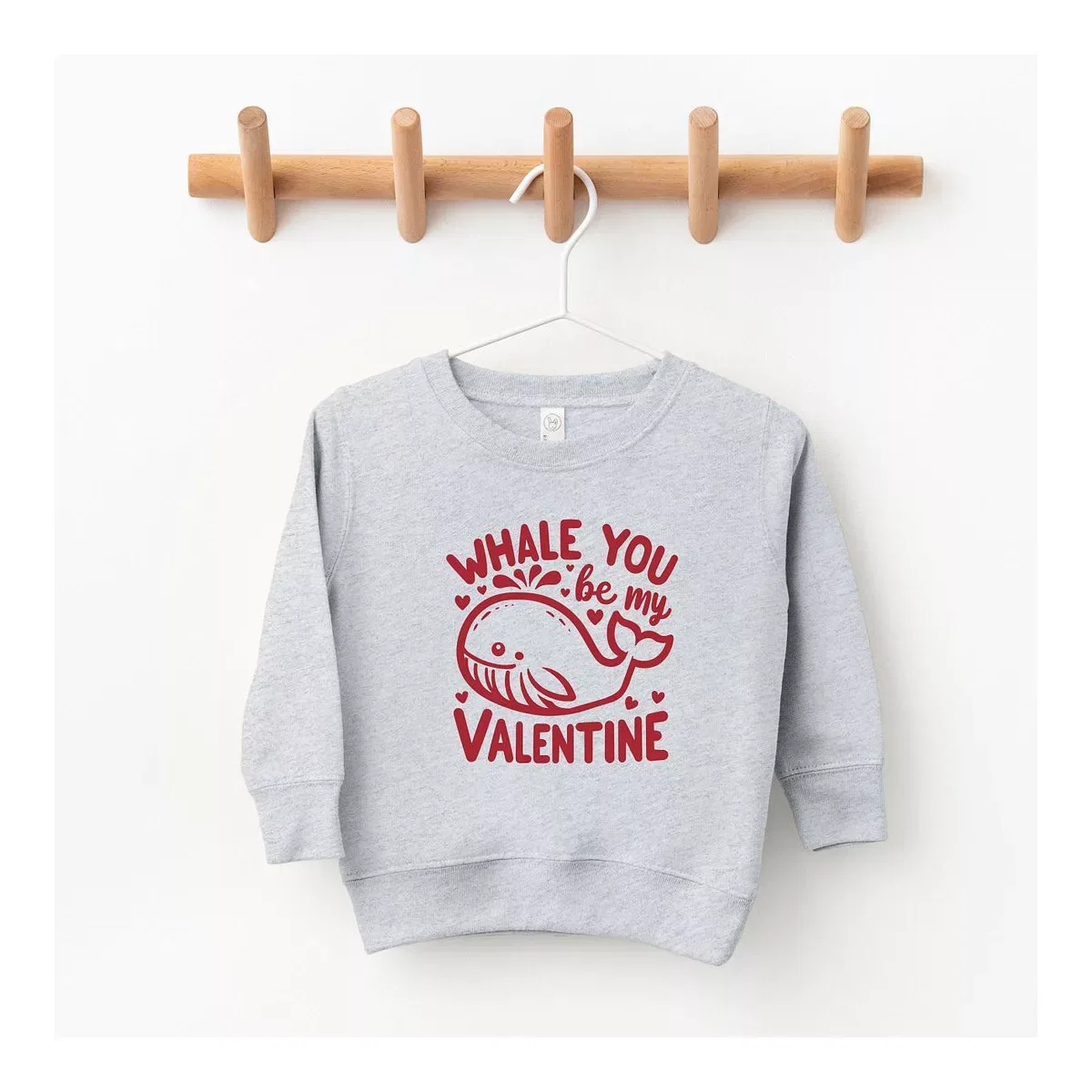 Детский свитшот с принтом Valentines Whale The Juniper Shop, Heather Grey