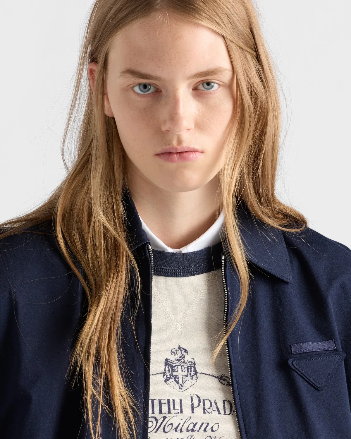 Куртка-блузон двусторонняя с длинным рукавом Prada, синий — фото 3