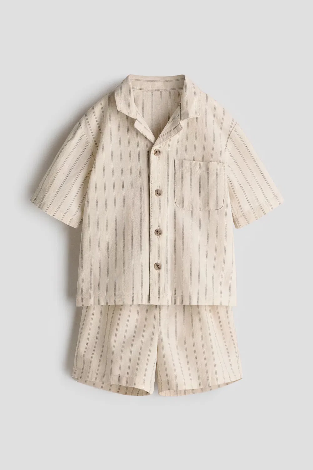 Комплект из 2 предметов, изготовленный из смеси льна H&M, Hellbeige/Gestreift