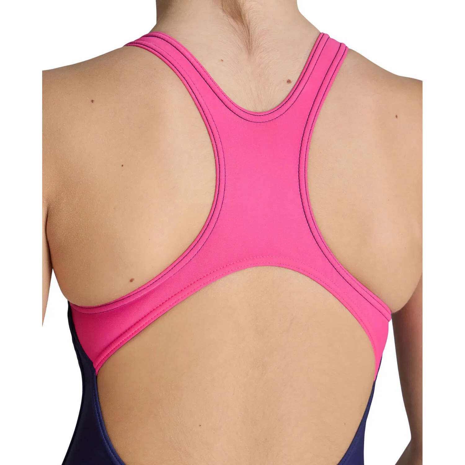 Детский цельный купальник для девочек Swim Pro Back Graphic Logo Arena, Kosmosblau Fuchsienrosa — фото 4