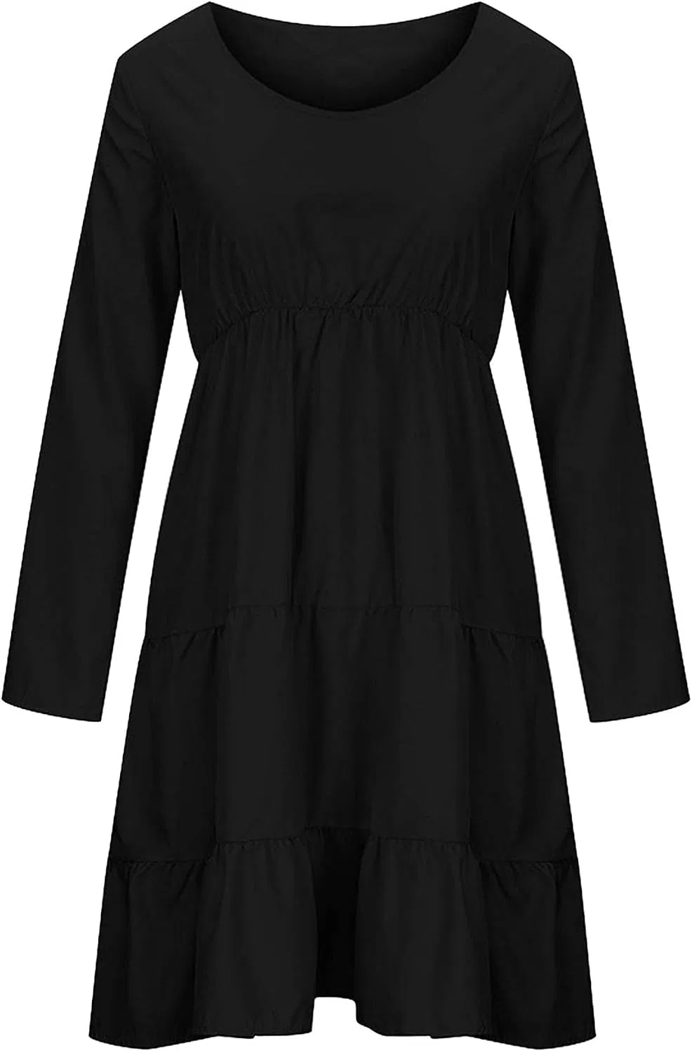 Женское повседневное платье макси с длинным рукавом, Black