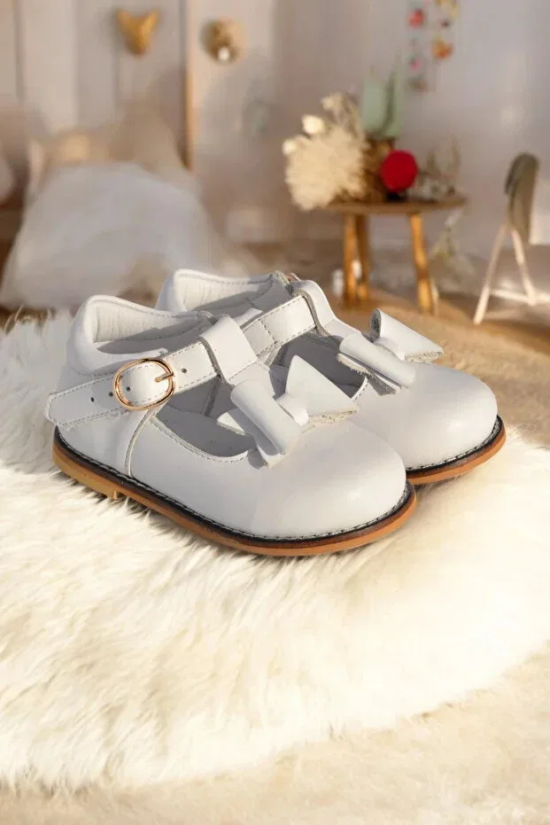 Детские туфли для девочек ортопедические из натуральной кожи Cevoclub Kids, White — фото 4