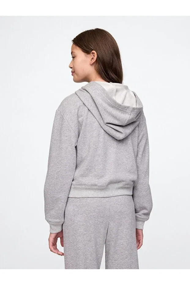 Детское худи для девочек с принтом Relaxed Logo Gap, Gray — фото 4
