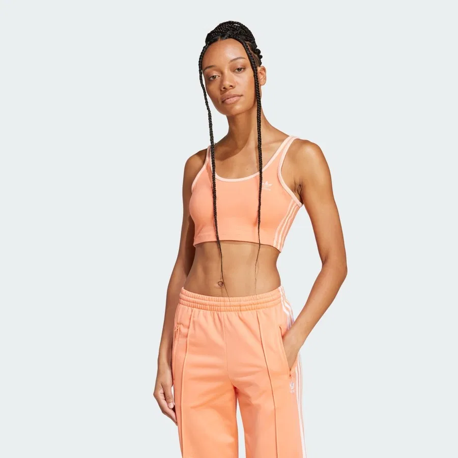 Спортивный топ-бюстье с 3 полосами Originals Adicolor 3-Stripes Bra Top adidas, Оранжевый