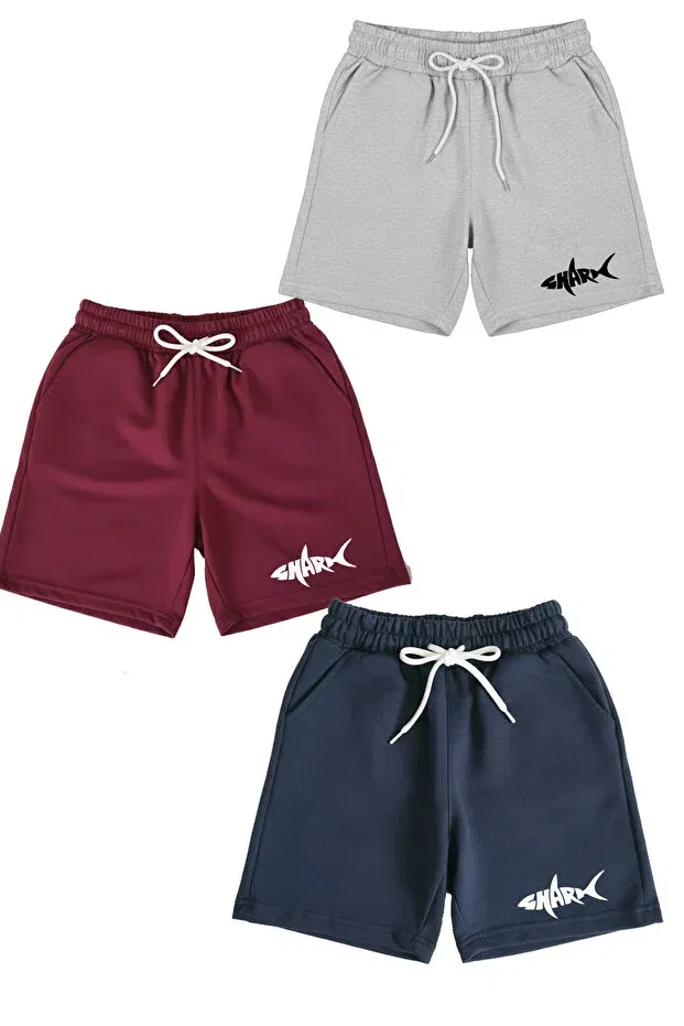Детский комплект шорт для мальчиков хлопковый Basics Aytok Tekstil, Burgundy-Grey-Navy Blue