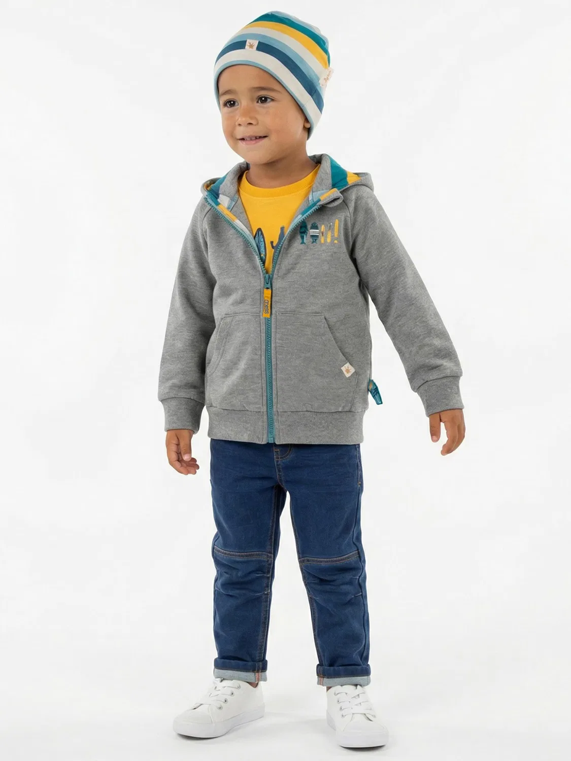 Рубашка Sigikid Langarmshirt Blue & Bright оранжевого цвета — фото 3