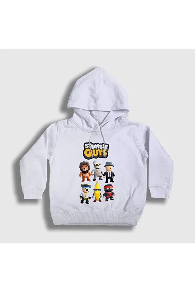 Детское худи для девочек с принтом Stumble Guys Presmono, White