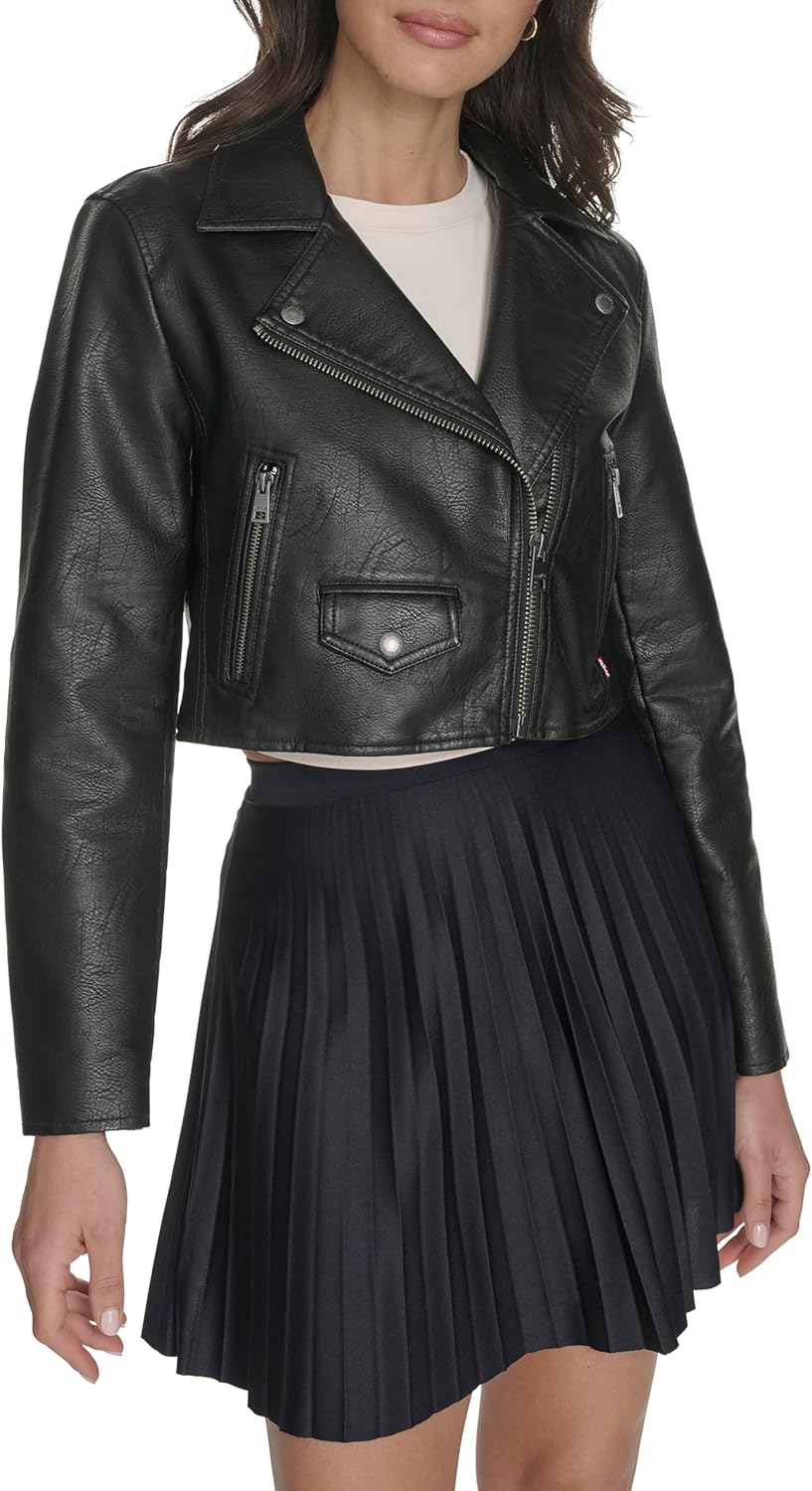 

Женская укороченная байкерская куртка Levi's из искусственной кожи, Black