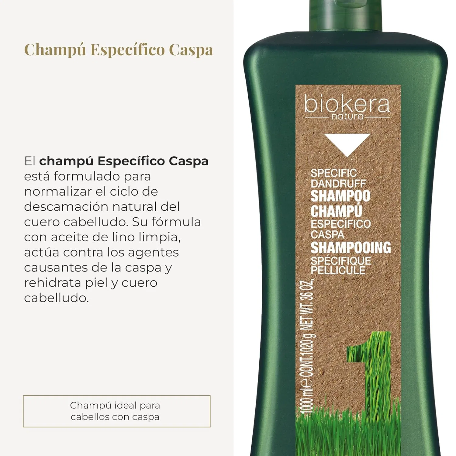 Шампунь против перхоти «Biokera Natura Specific» от Salerm Cosmetics, 1000 мл Salerm — фото 2