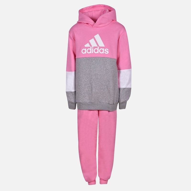 

Детский спортивный костюм из флиса в стиле колорблок Adidas, розовый