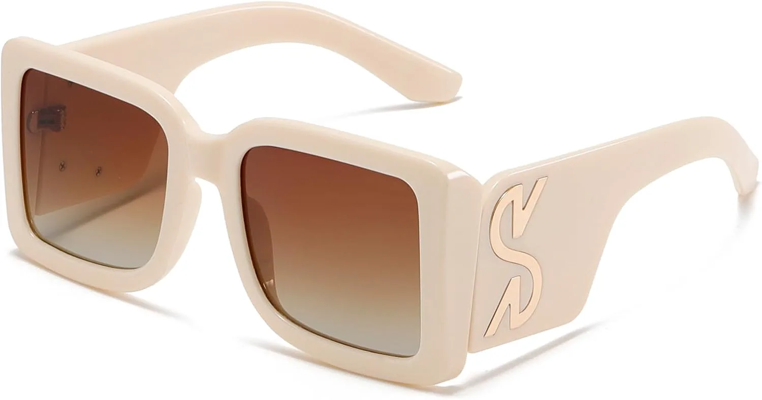 

Крупные поляризованные солнцезащитные очки для женщин и мужчин, модные квадратные с широкими дужками, с металлическим декором, в стиле хип-хоп TIGA VINTA, 3