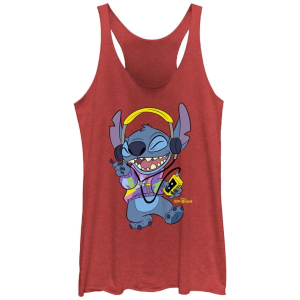 

Женская майка-борцовка Lilo & Stitch Cool Rockin' Stitch с трикотажным составом Disney, цвет red heather