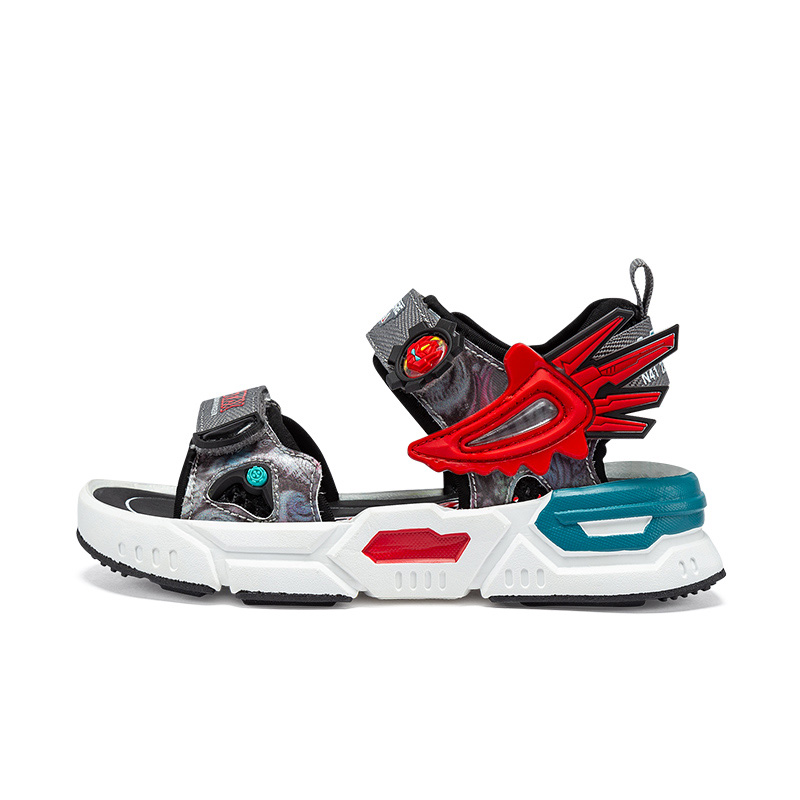 

Легкие детские сандалии Mecha Series с противоскользящей подошвой и износостойким рикошетом для подростков BIG WASP, черный/зеленый