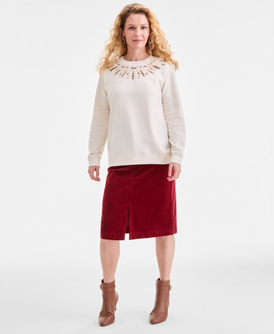 

Толстовка Petite Broderie Anglaise, эксклюзивно для Macy's Style & Co, Palomino