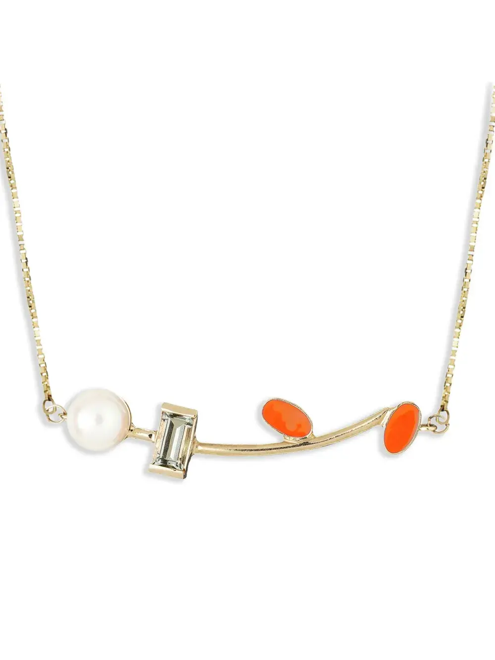 

Колье Petalos из желтого золота с цитрином и жемчугом Aliita, золотой