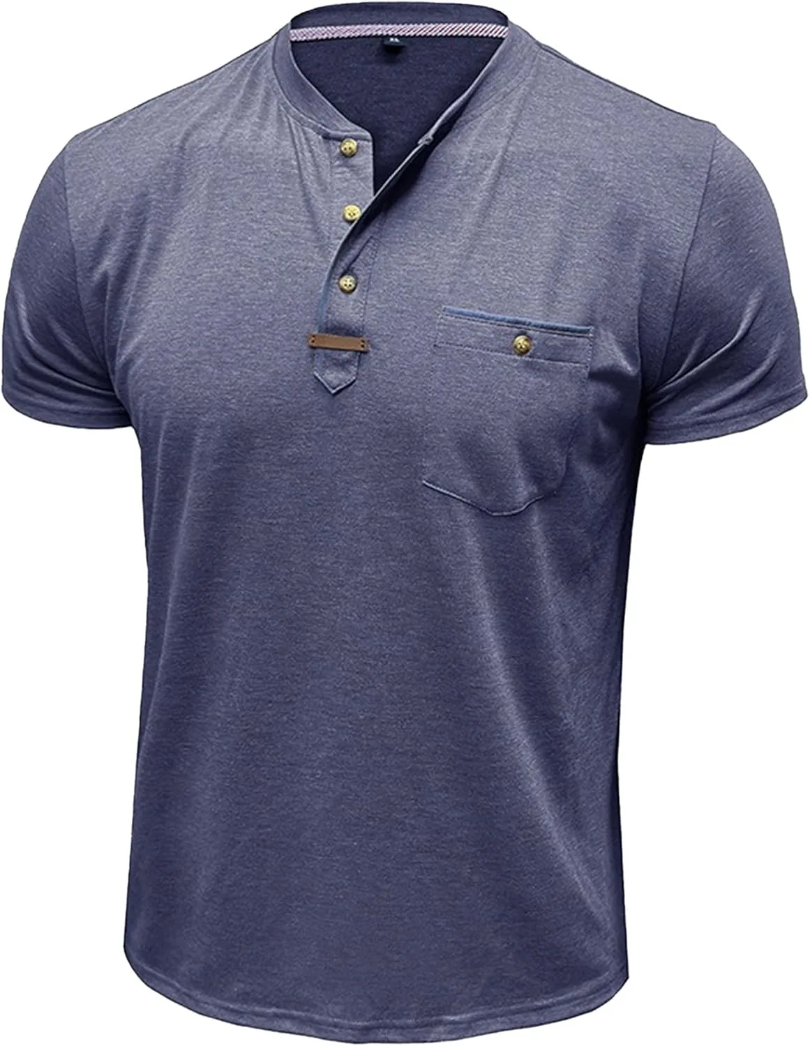 

Базовые футболки хенли на пуговицах, комфортный крой, мягкий хлопковый состав VgueElegc