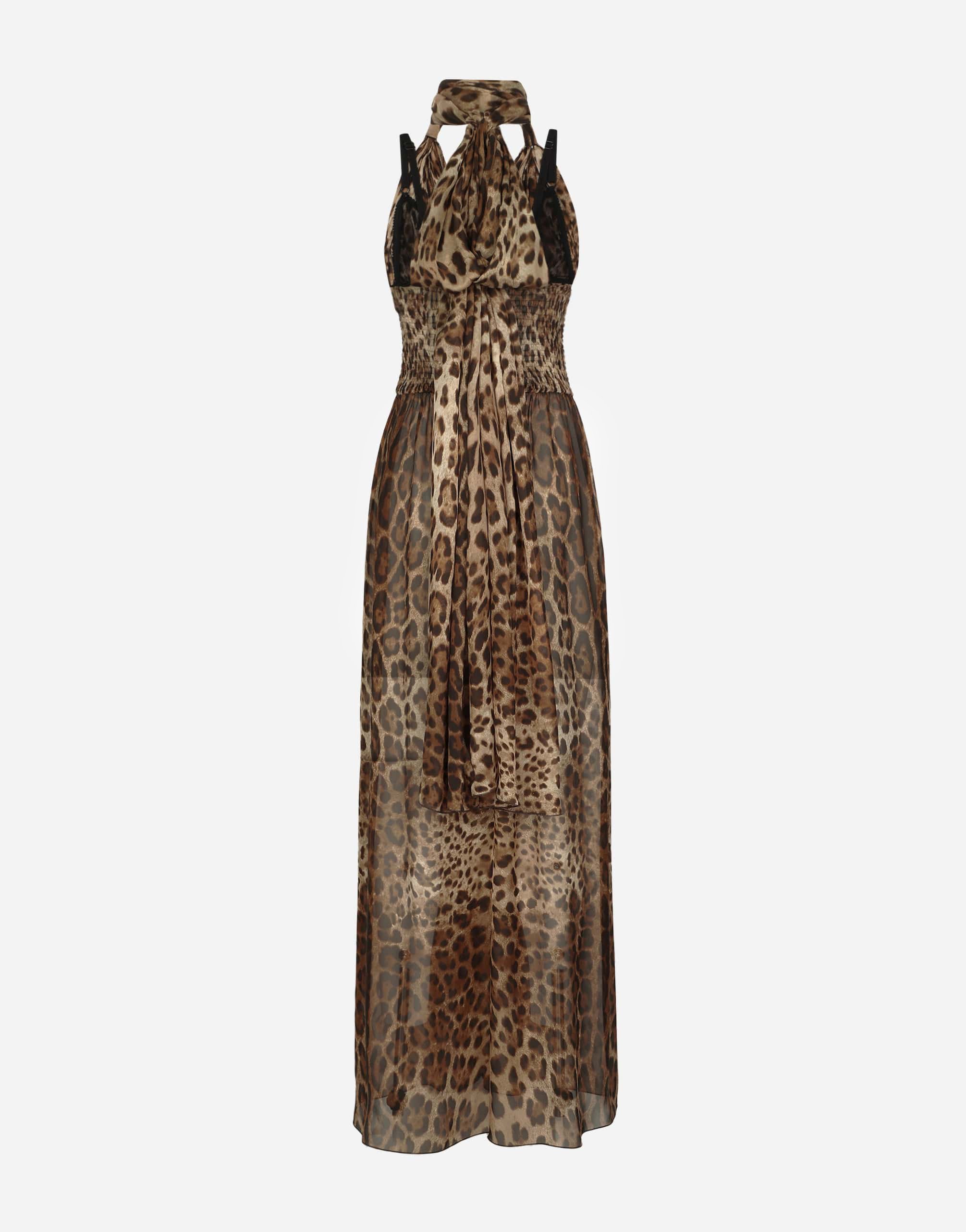 Длинное шифоновое платье с леопардовым принтом Dolce & Gabbana, принт — фото 2