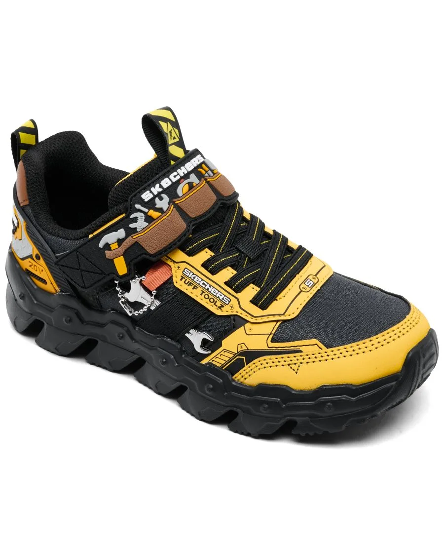 Детские повседневные кроссовки Mega-Flex Lite - Tuff Toolz с застежкой-ремешком от Finish Line Skechers, желтый, черный