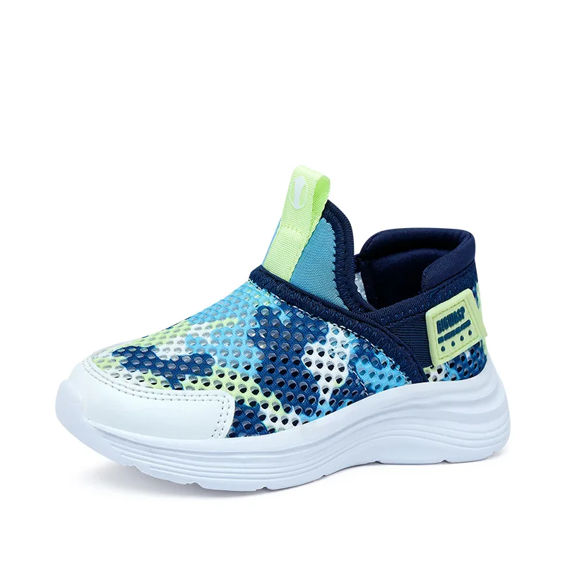 Детские повседневные кроссовки low top из искусственной кожи, нескользящие, износостойкие, дышащие BIG WASP, темно-синий зеленый — фото 4