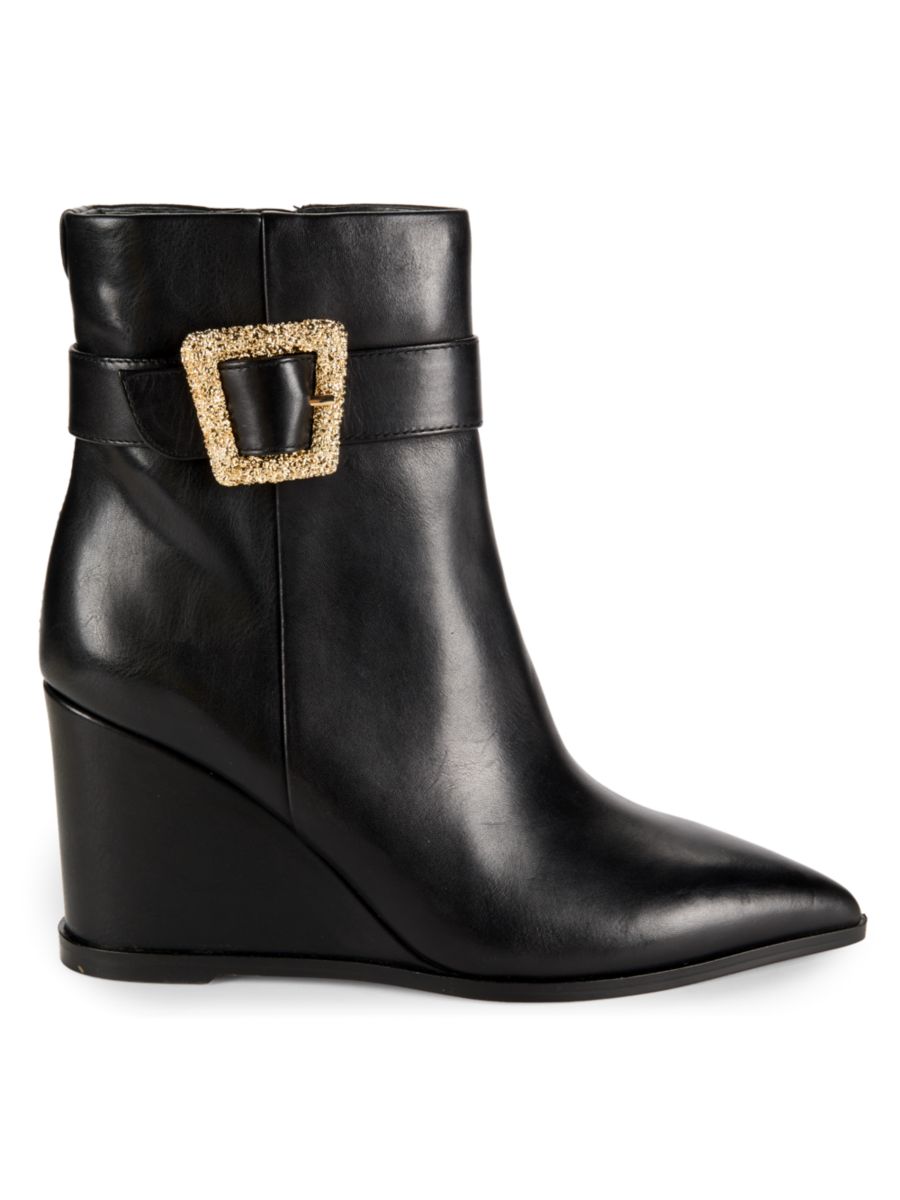 Ботильоны Weslie из кожи на танкетке Sam Edelman, черный