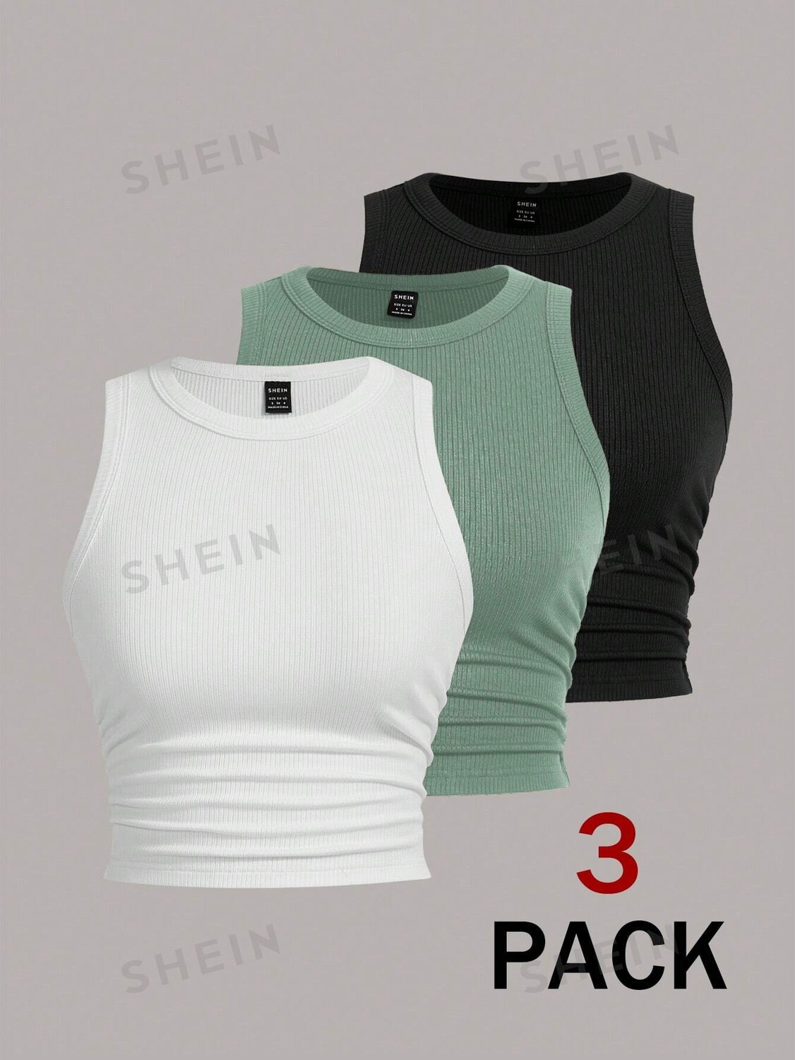

Майка женская Shein Ezwear с круглым вырезом, оливково-зеленый