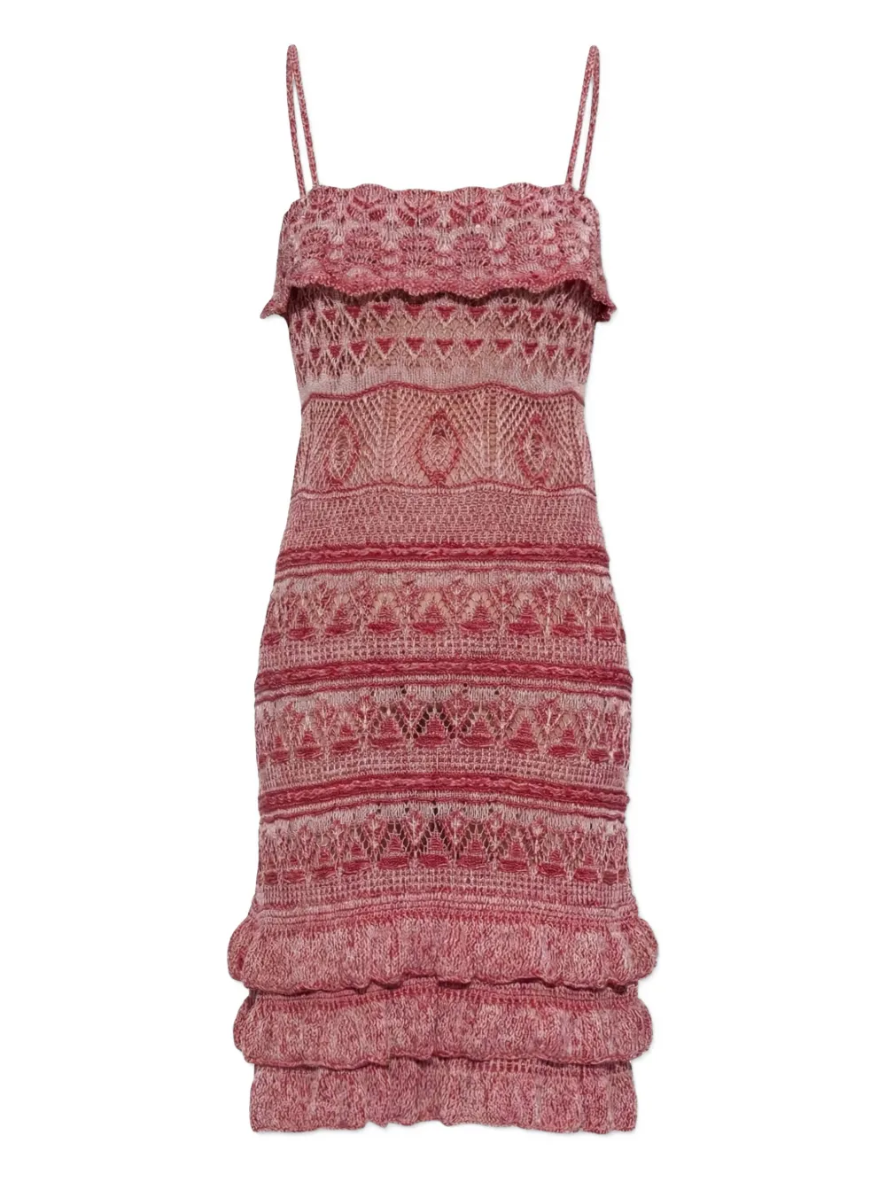 

Мини-платье на тонких бретелях с оборками Etro, красный