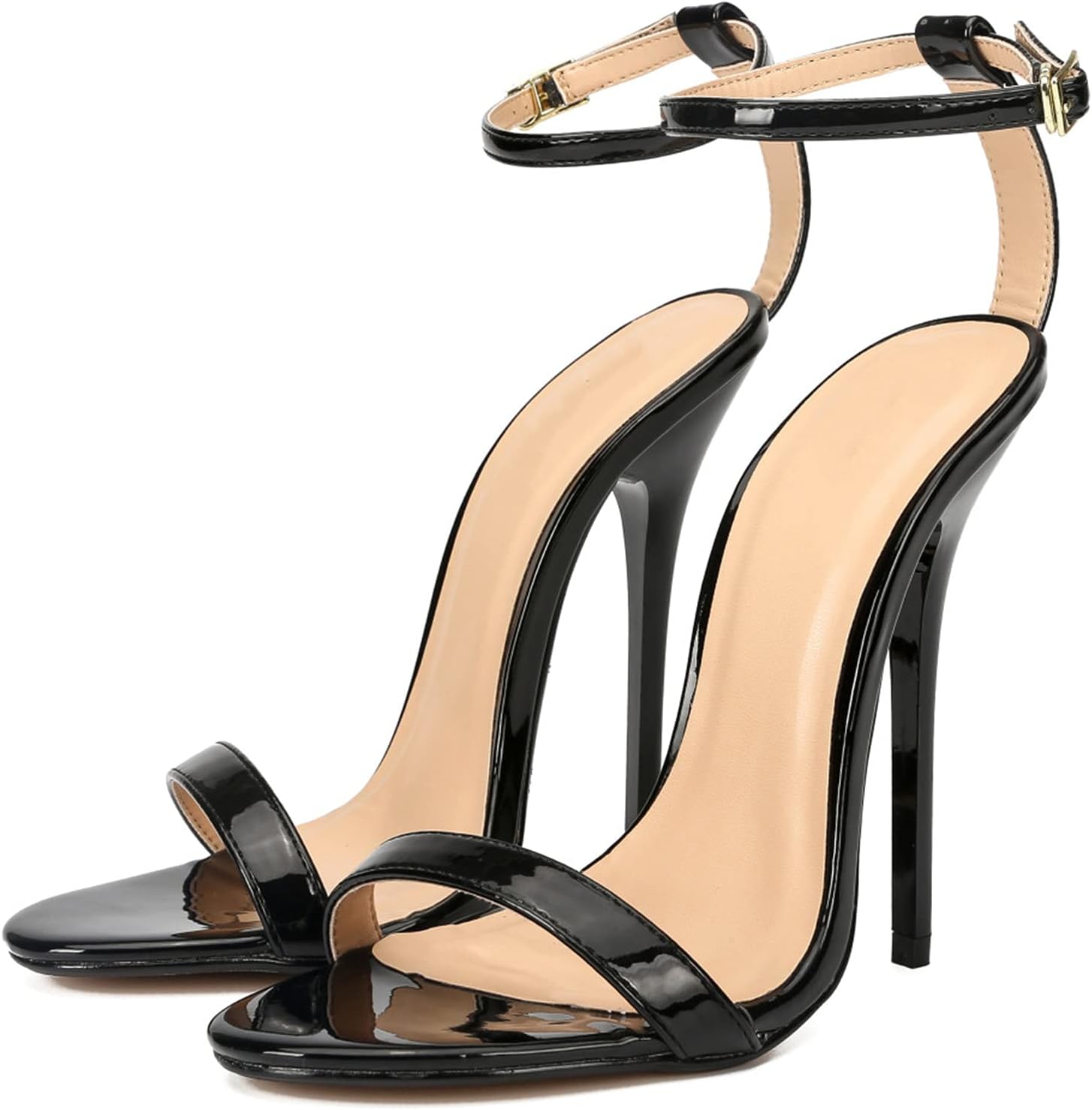 

Сандалии унисекс для мужчин и женщин на высоком каблуке с ремешком на щиколотке, сексуальные туфли на тонком каблуке с открытым носком и ремешком для вечеринки, свадьбы, выпускного бала Stool, черный