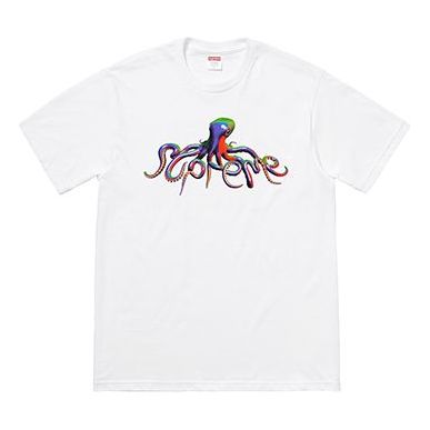

Футболка ss18 tentacles tee white printing short sleeve Supreme, белый