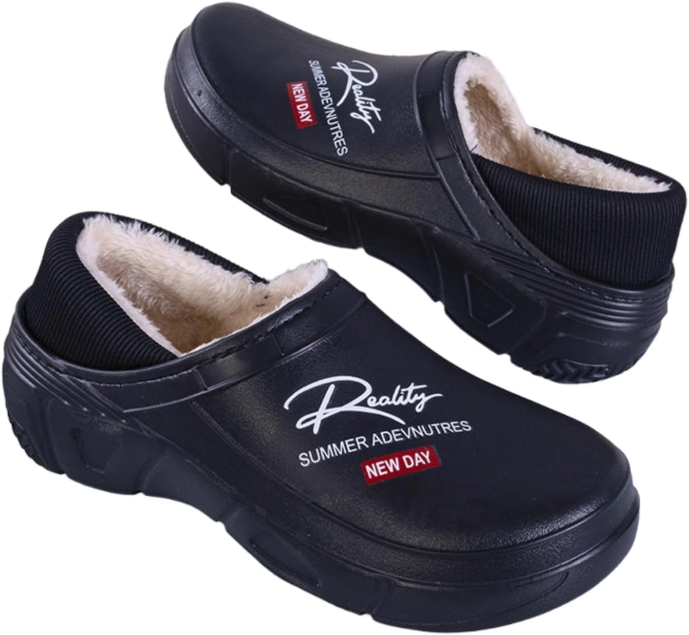 

Зимние тапочки из хлопка, с плюшевой подкладкой, для дома и улицы, повседневные, без шнурков, с круглым носком, на плоской подошве, нескольких цветов, размеры 39-44 Generic, черный