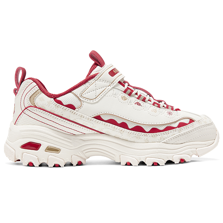 Низкие детские повседневные кроссовки White Skechers, красно-белые — фото 2