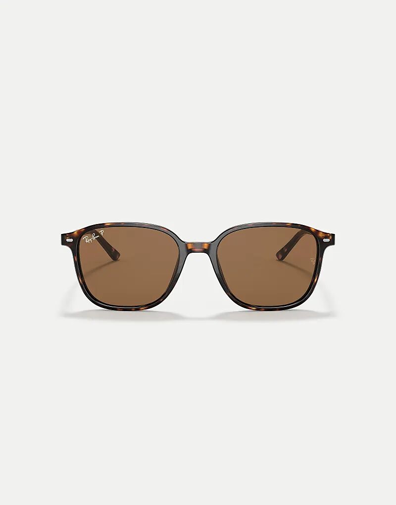 

Солнцезащитные очки Ray-Ban Leonard с квадратной поляризацией и коричневыми линзами черепахового цвета