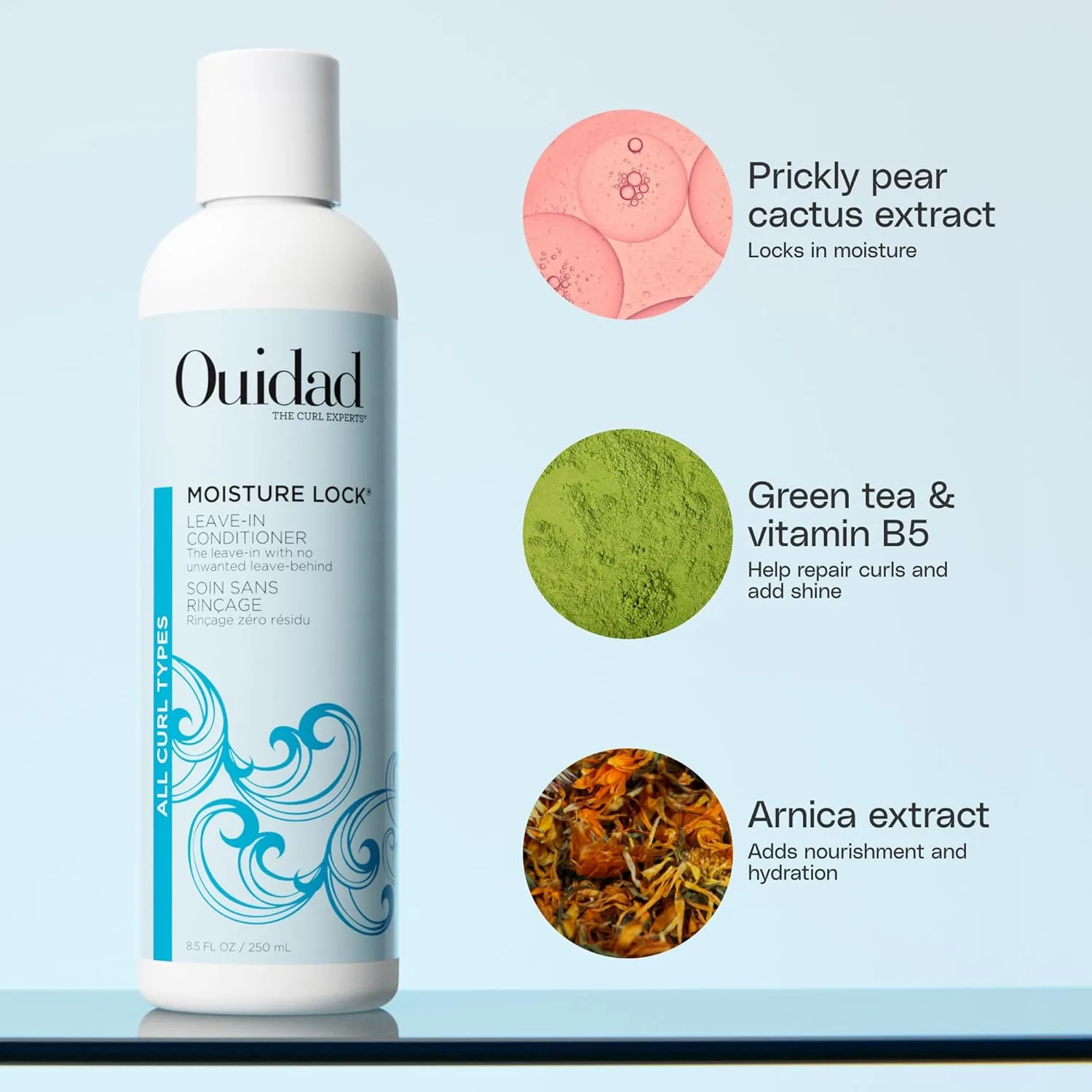 Ouidad Moisture Lock Leave-In Conditioner - 2-в-1 увлажняющий кондиционер и праймер для питания и определения локонов, защищает от пушистости, придает блеск и облегчает расчесывание, без сульфатов, для всех типов кудрей 1000 мл (1 шт.), green — фото 3