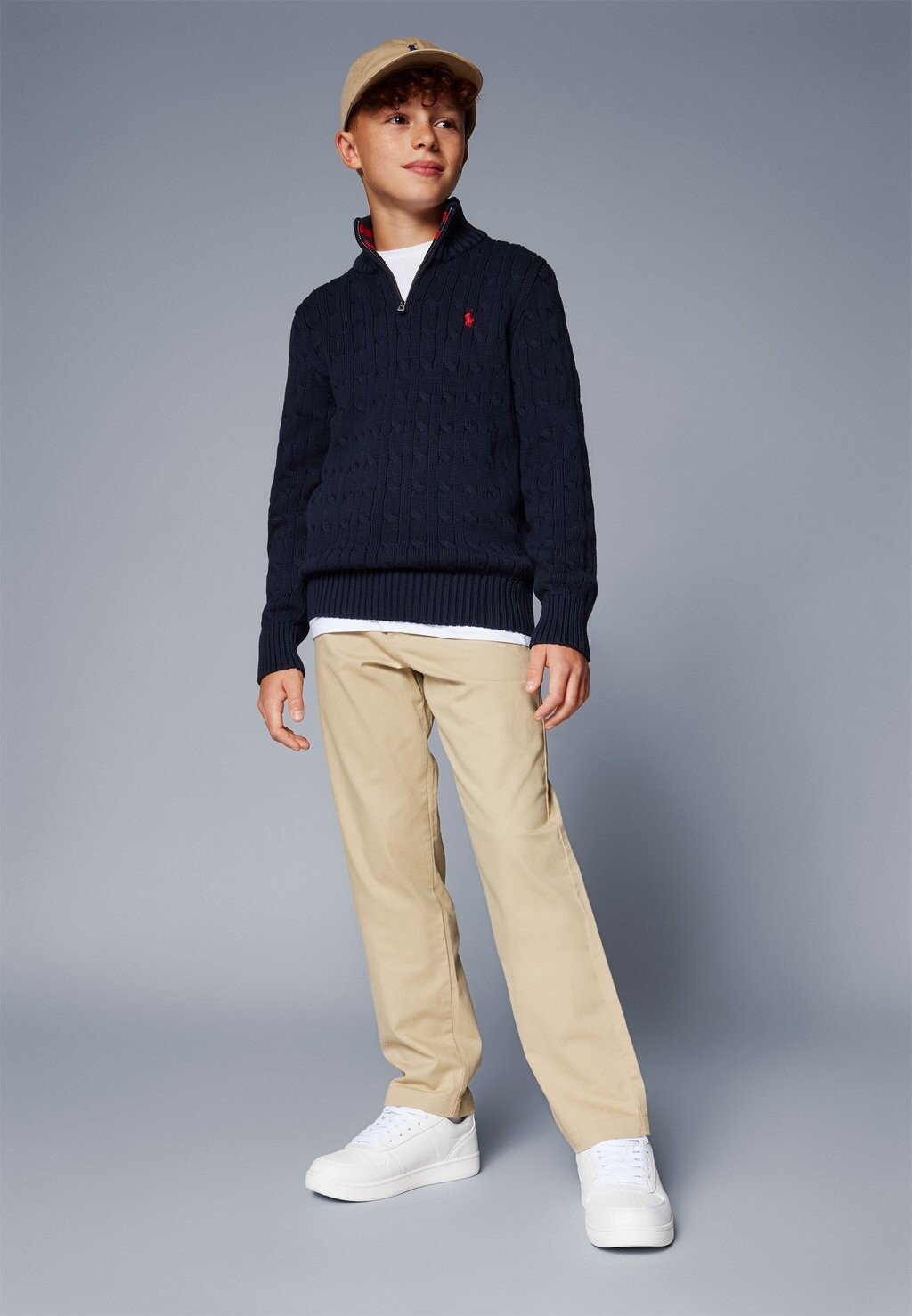 

Вязаный свитер CABLE-KNIT COTTON QUARTER-ZIP JUMPER Ralph Lauren, темно-синий